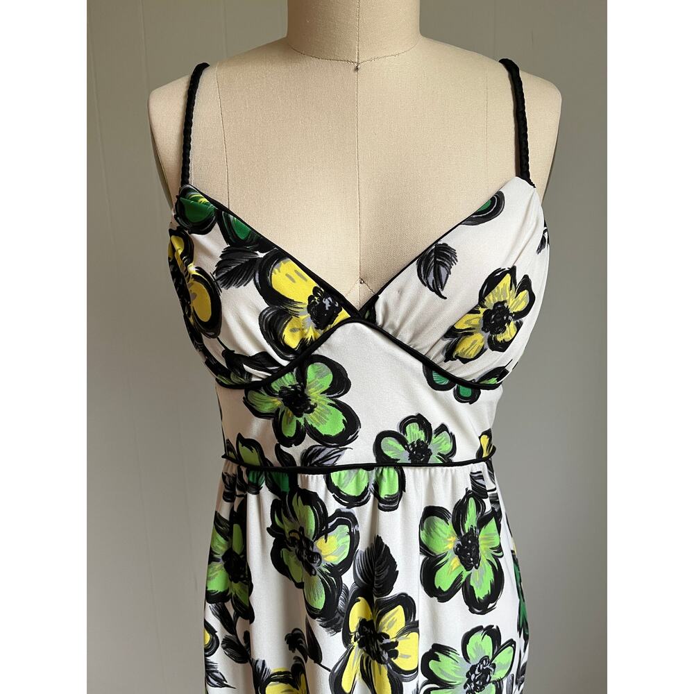 Vintage Y2K Stretchy Floral Dress Small Braided Spaghetti‎ Straps Cocktail - Picture 3 of 15